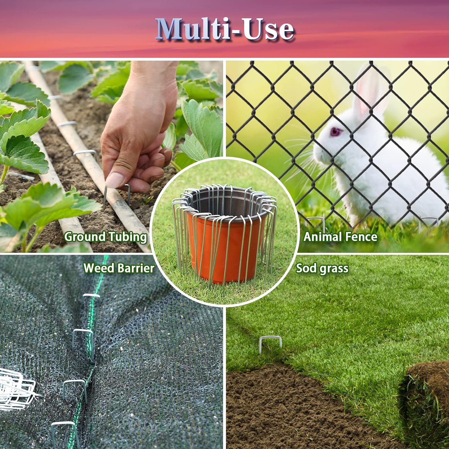 Gtongoko 120 Pack Landscape Staples 6 Inch, Galvanized Garden Stakes