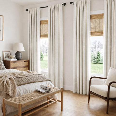 INOVADAY 4 Panels Set Cream Blackout Curtains 84 Inches Long Living Room