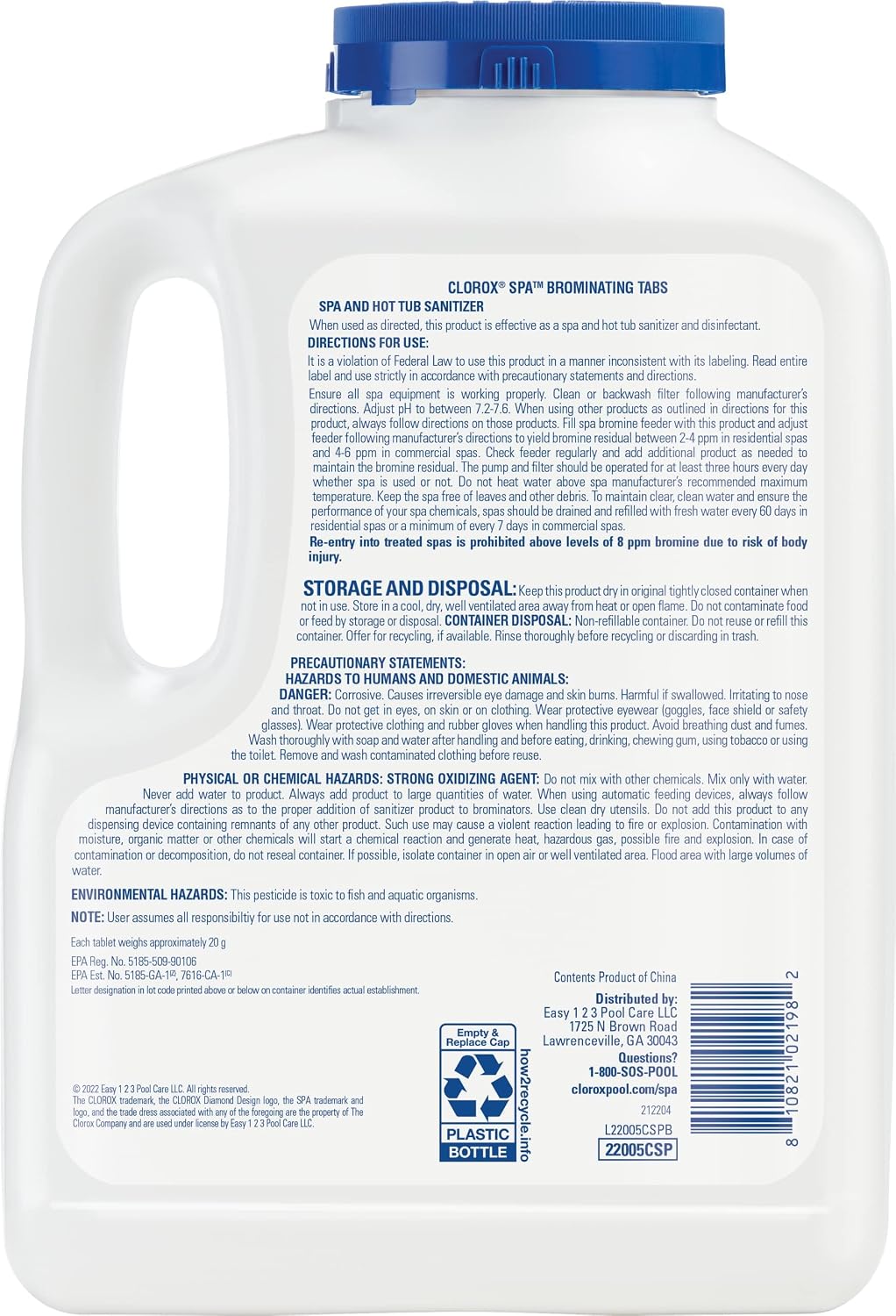 Clorox® Pool&Spa™ Spa Bromine Tablets- Bromine Tablets for Spa & Hot Tub, Low-Odor Sanitization, Kills Bacteria, Restores Water Clarity, Slow-Dissolving, 5LB (Pack of 1)