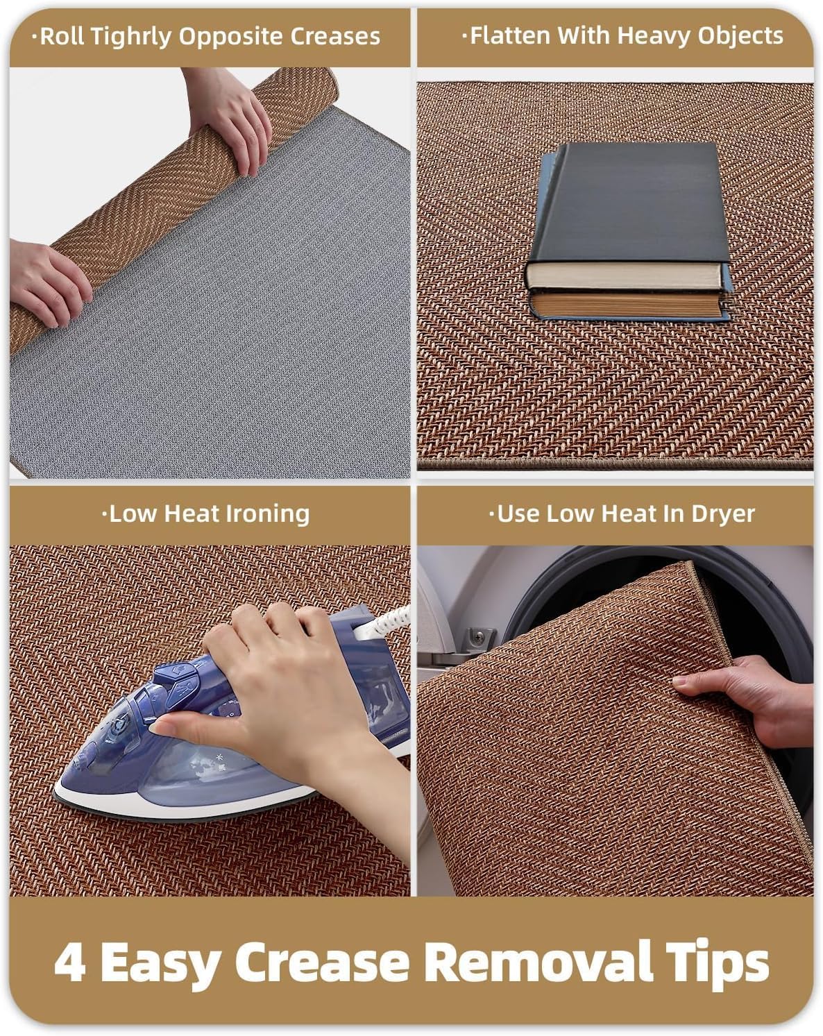 Color&Geometry Ultra Thin Indoor Door Mat 24"x36"Entrance Mat,Warm Chestnut