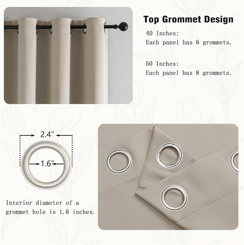 Simplebrand Stone Room Darkening Curtains for Bedroom Living Room 108 Inches Long 2 Panels Set, Thermal Insulated Curtains & Drapes, Solid Grommet Noise Reducing Window Treatment, W50 x L108 Inch
