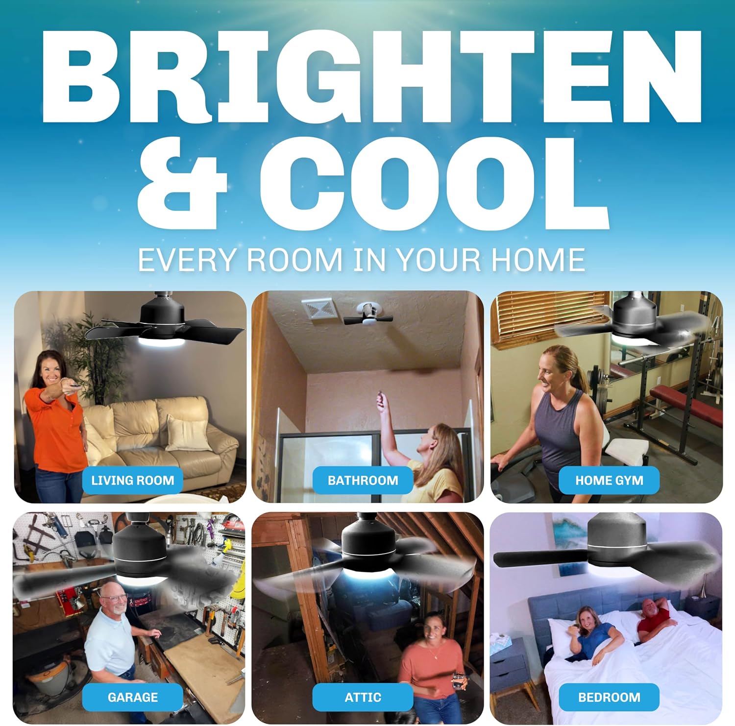 Bell+Howell Socket Breeze 15.4" Socket Fan Light with Remote