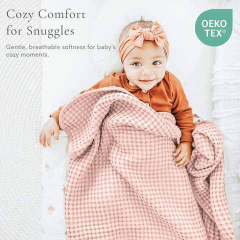 Konssy Waffle Baby Blanket for Boys & Girls, Soft Newborn Swaddle Blanket