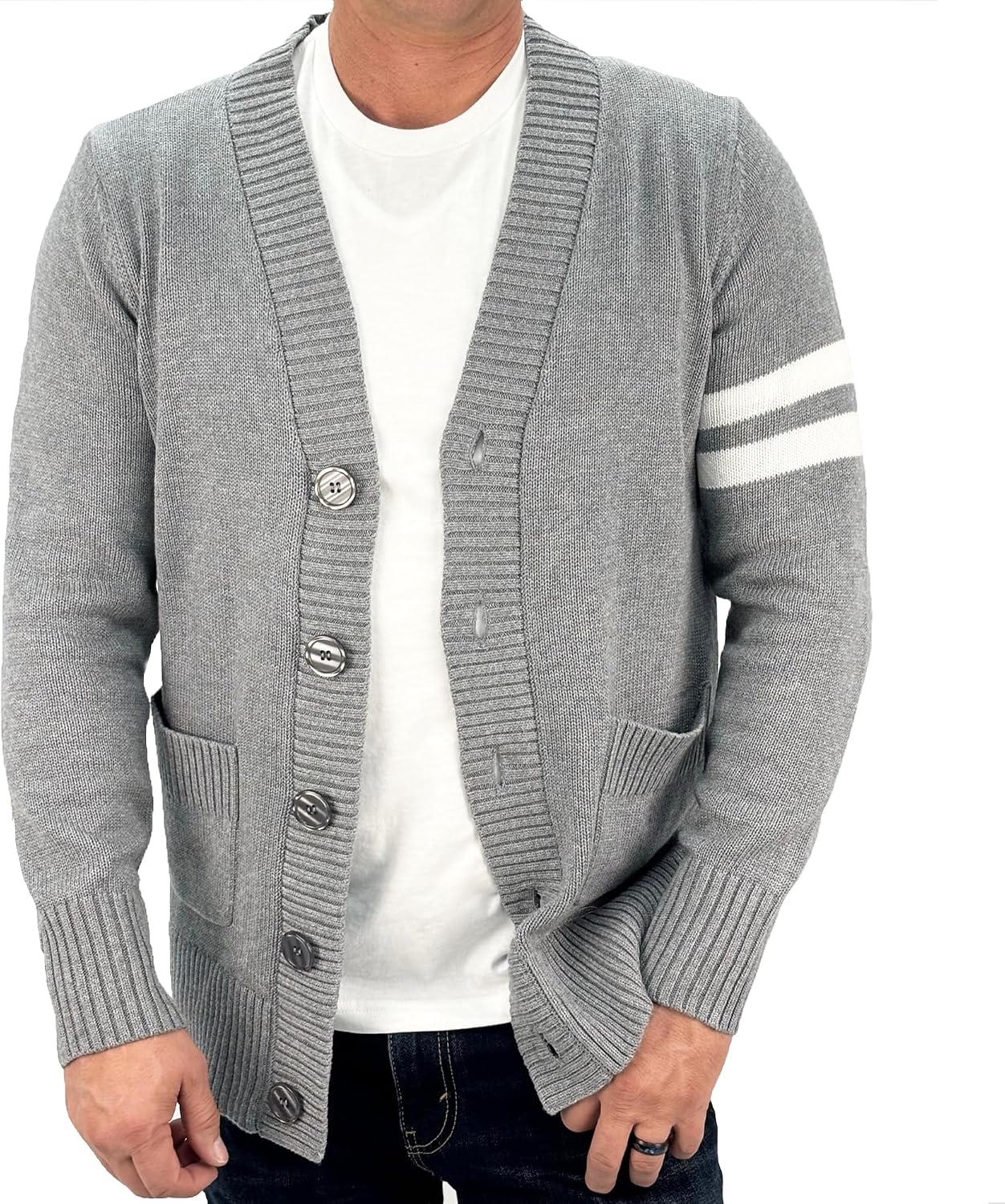 Hip Hop 50's Shop Mens 1950s Letterman Varsity Cardigan Sweater