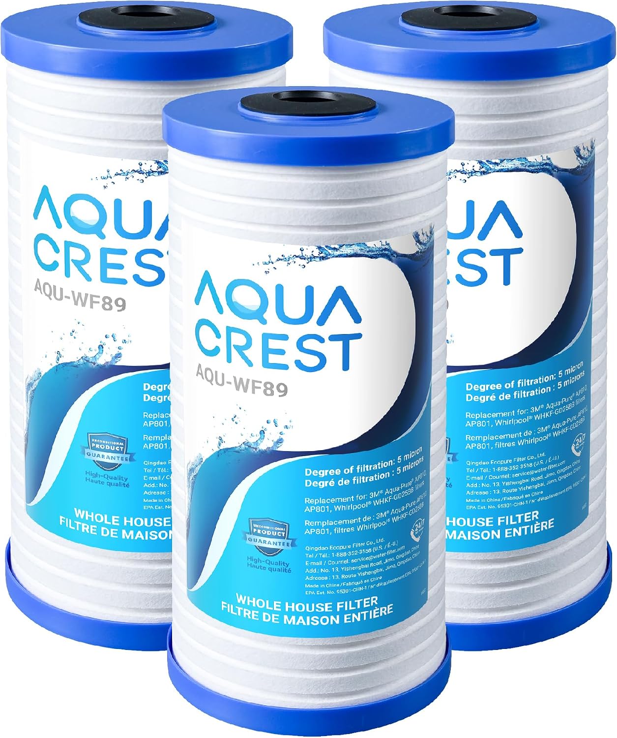 AQUA CREST AP810 Whole House Water Filter for 3M® Aqua-Pure AP810, 5 Micron