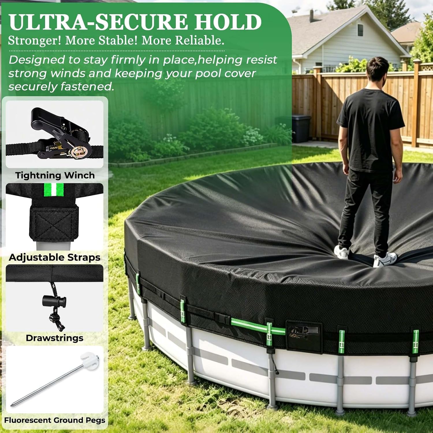 16FT Winter Pool Covers for Above Ground Pools 150MPH Windproof