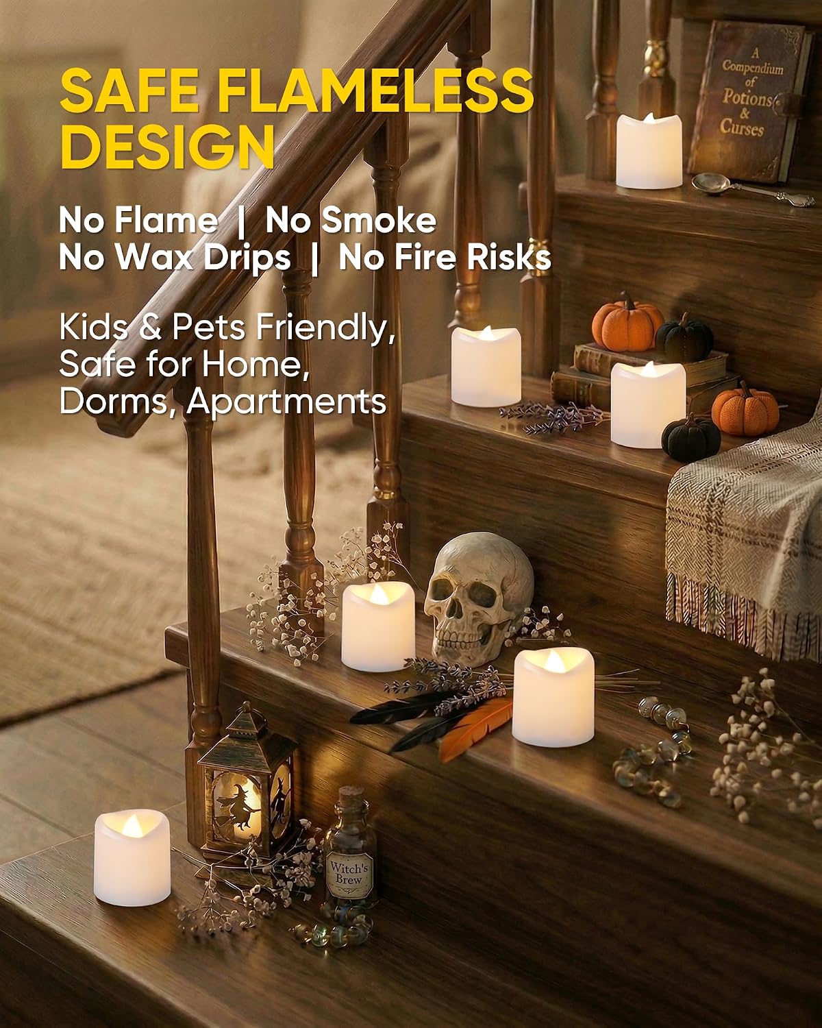 White LED Flameless Votive Tealight Candles, Warm White, 1.5"x1.6", 24 Pack