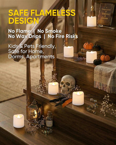 White LED Flameless Votive Tealight Candles, Warm White, 1.5"x1.6", 24 Pack