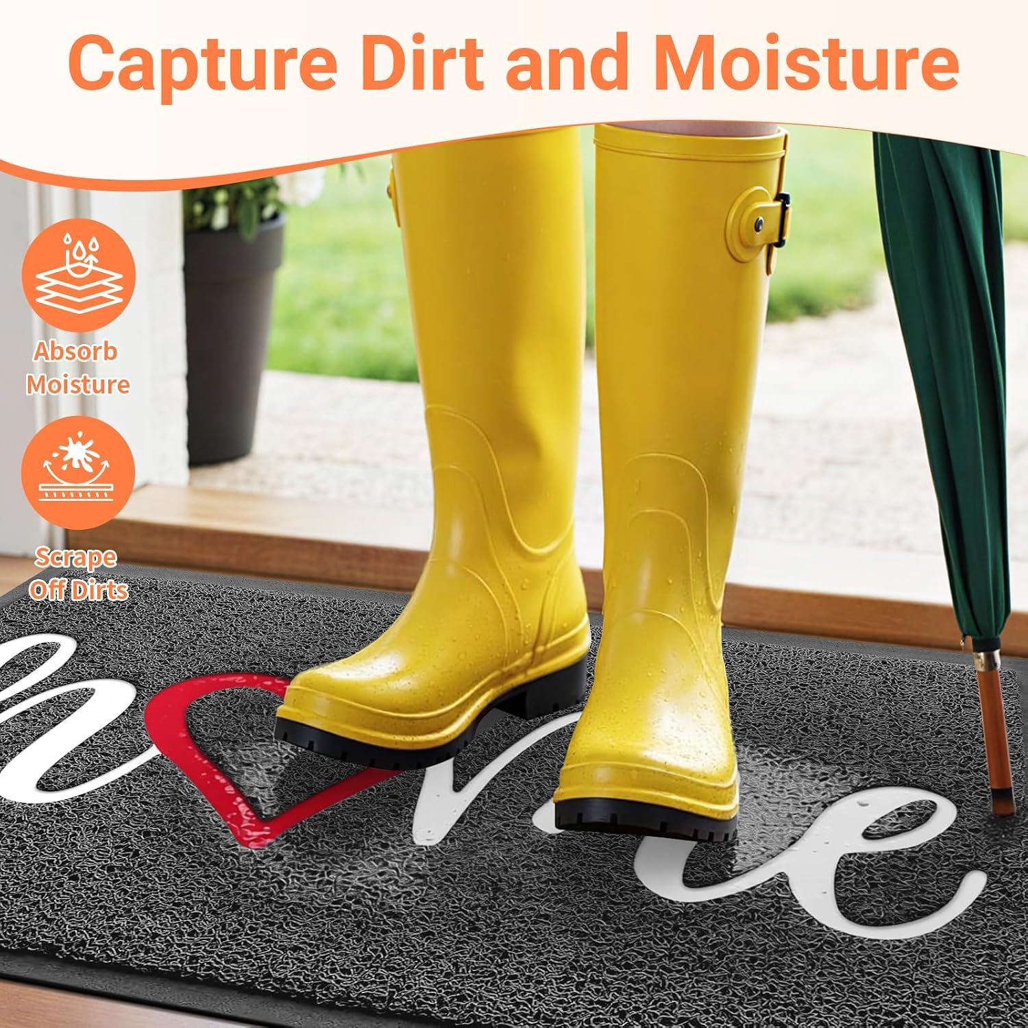 StepLively Door Mat Indoor Outdoor Welcome Mat for Entrance, 30x17.5in Grey