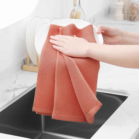 Homaxy 100% Cotton Waffle Weave Kitchen Dish Towels 6-Pack, Coral