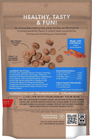 Buddy Biscuits Trainers Training Bites Soft & Chewy Dog Treats, Bacon, 10 oz. Pouch