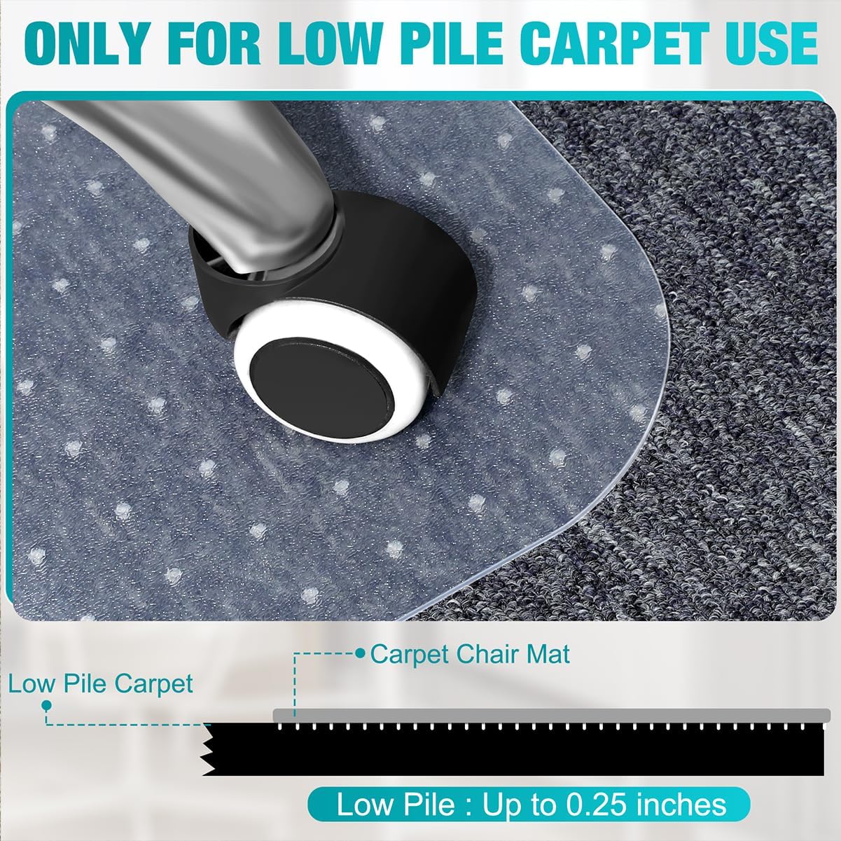 BesWin Office Chair Mat for Low Pile Carpet, 46'' x 96''
