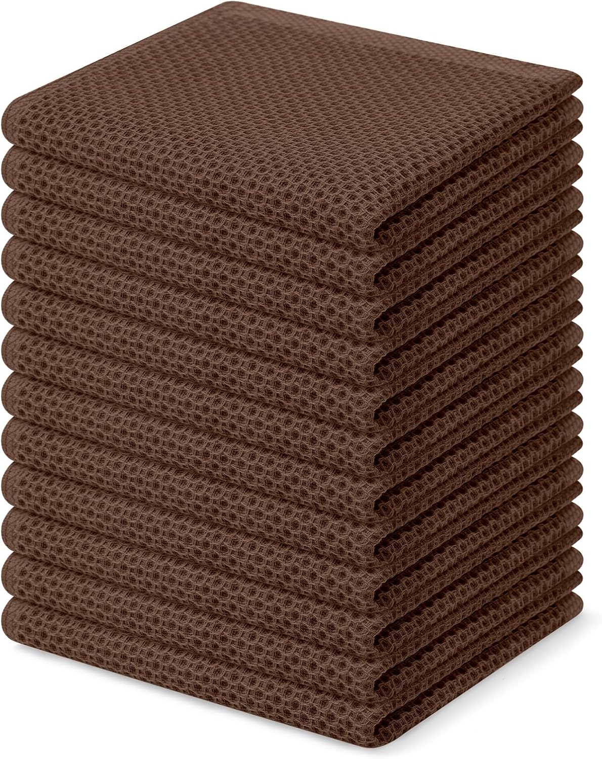 Homaxy 100% Cotton Waffle Weave Kitchen Dish Cloths 12-Pack, Coffee