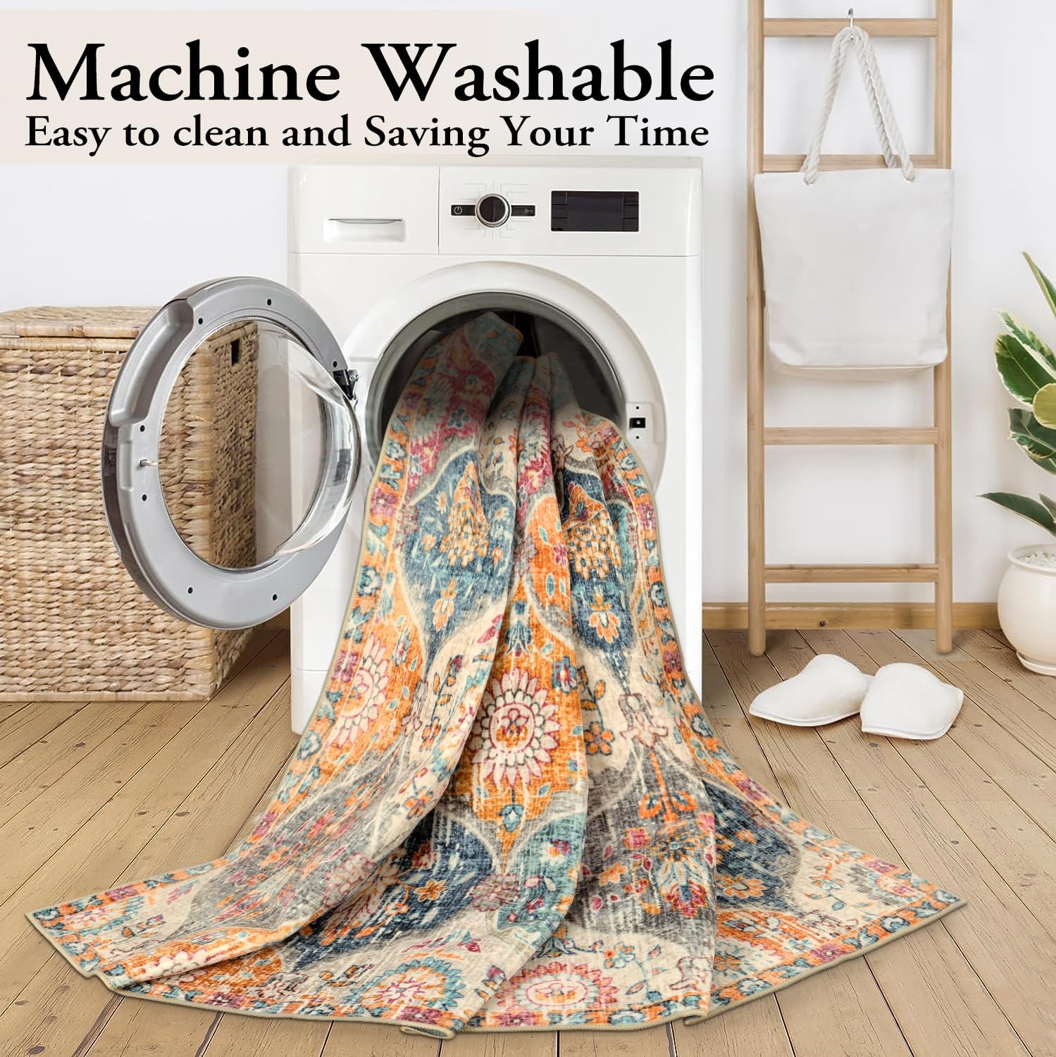 Lahome Moroccan Washable Rugs 8x10, 8x10 Rugs for Living Room Bedroom