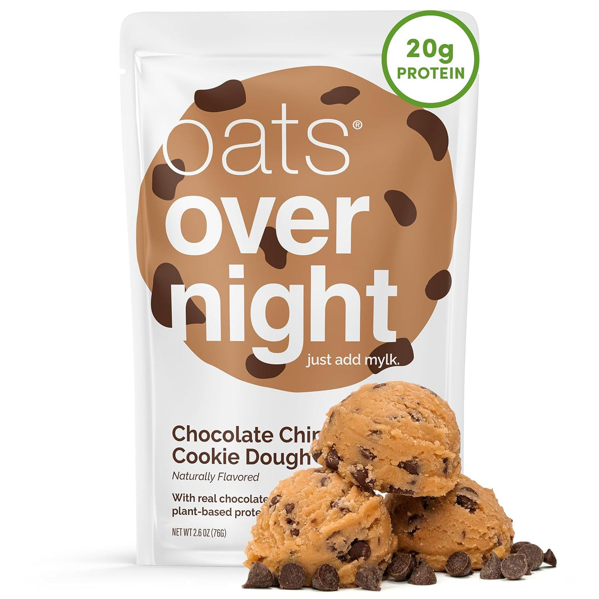 Oats Overnight Chocolate Chip Cookie Dough – Protein Oats, 2.6 oz, 24 Pack