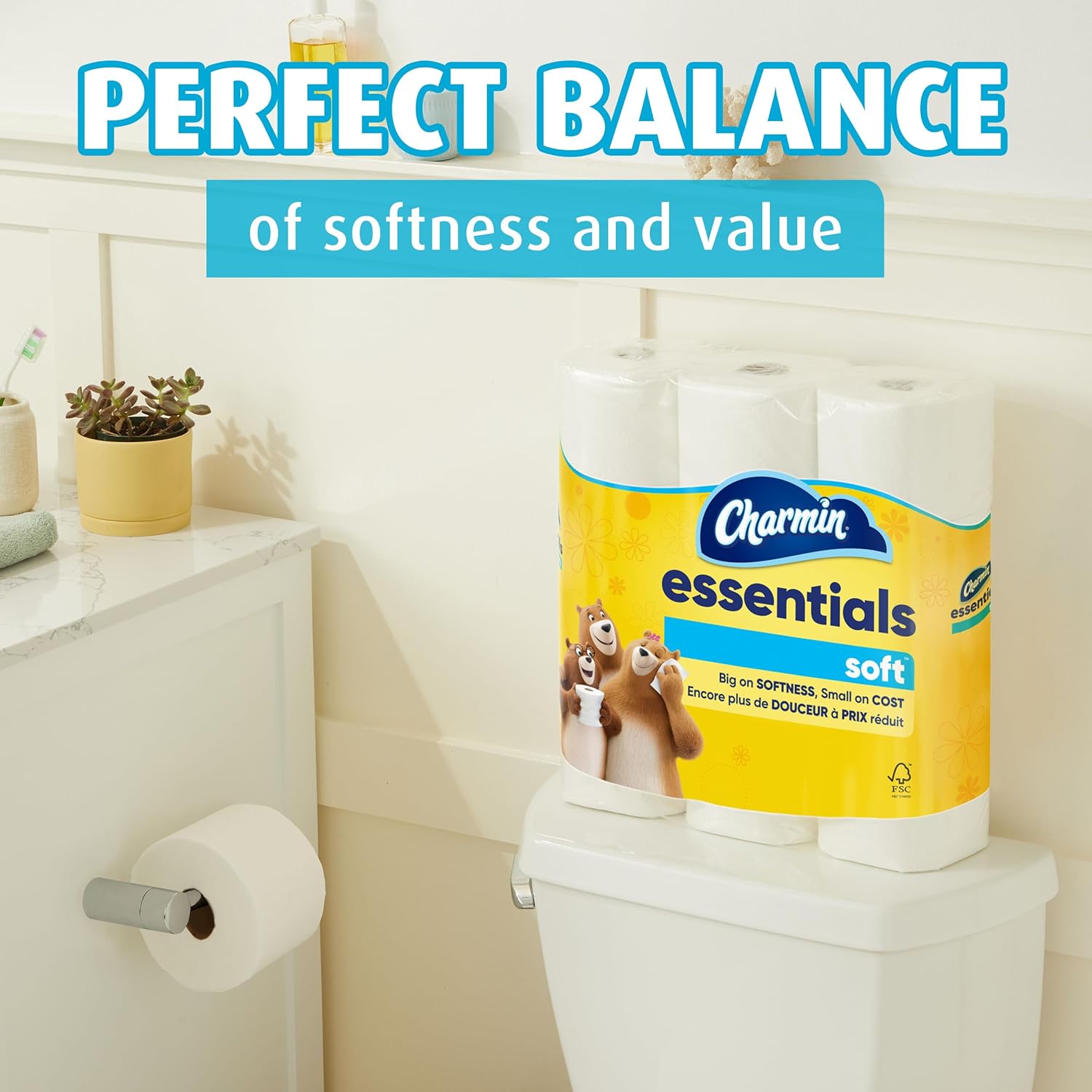 Charmin Essentials Soft Toilet Paper 6 Mega Rolls, 330 sheets per roll