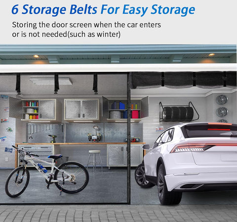 Garage Door Screen For 2 Car 12x9FT, Magnetic Screen Garage with Retractable Fiberglass Mesh and Heavy Duty Weighted Bottom, Easy Assembly & Pass, Hands Free Screen Door w/ 44 Magnets for Garage/Patio