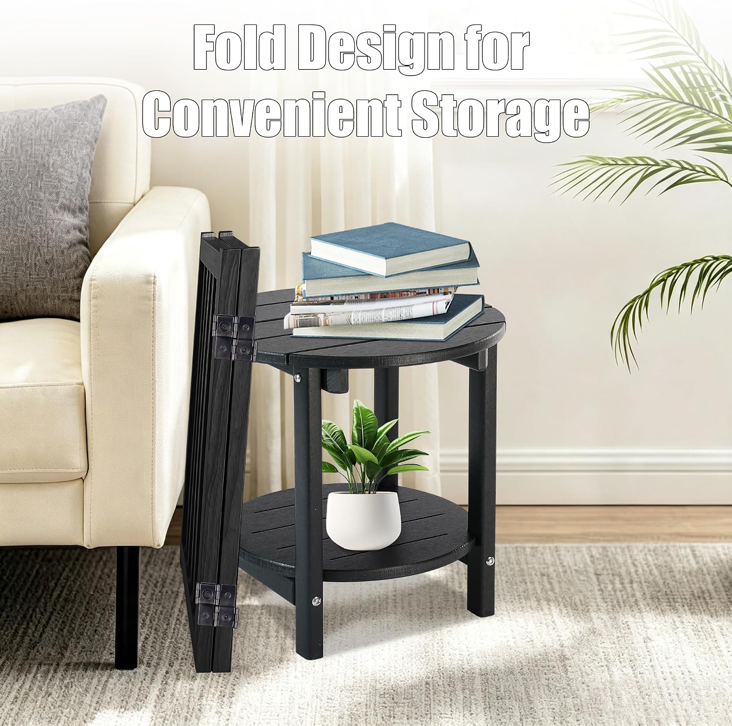 LZRS Wooden Free Standing Dog Gate 40" W x 24" H, Foldable Solid Hardwood Pet Safety Fence for House Doorways, Stairs, Hallways, Step-Over Pet Barrier, No Drill Easy Setup, Black