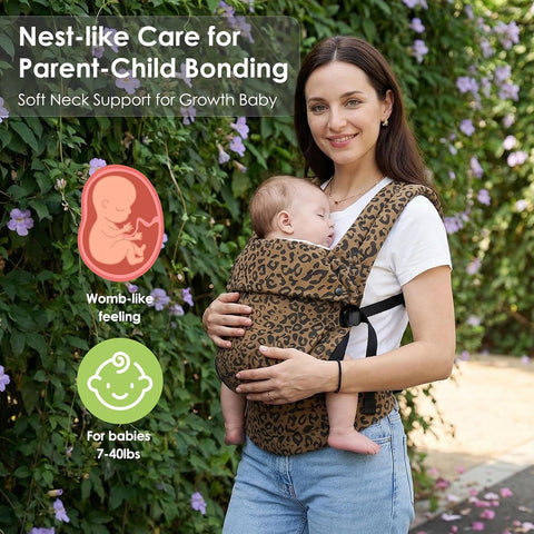 MISSWISDOM Baby Carrier Newborn to Toddler, Adjustable Toddler Carrier, Baby Holder Carrier, Kangaroo Infant Carriers with Widen Shoulder Straps, Brown Leopard