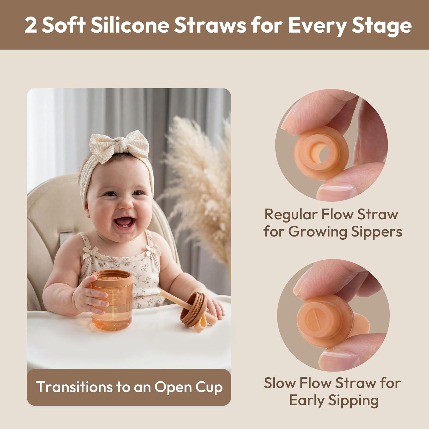 Moonkie Baby Straw cup | Silicone Toddler Sippy Cup Training Cup with Straw Lid | BPA-Free Drop-Proof Baby Cup | Led Weaning | 6 Months+, 5 oz, 2pack