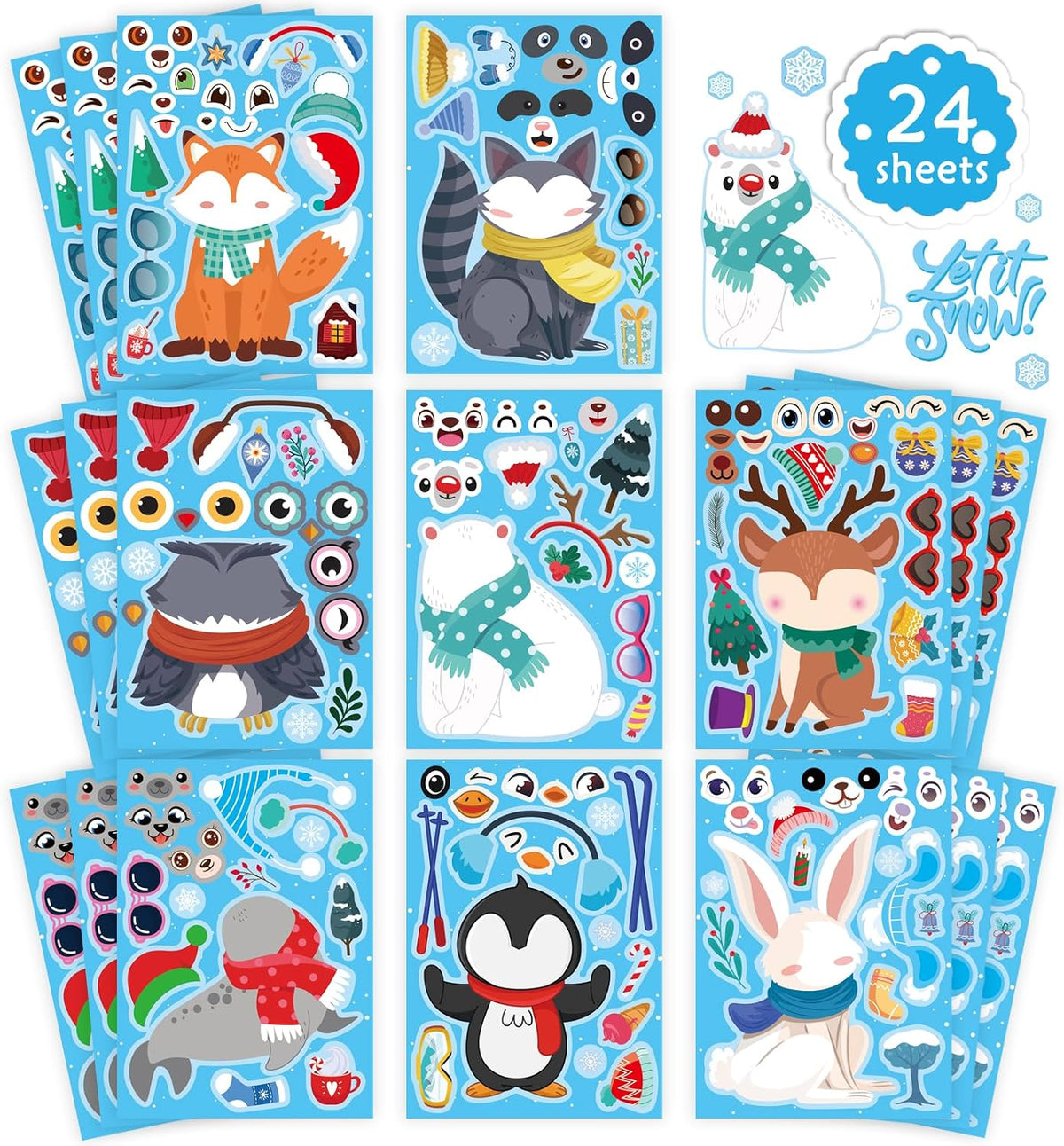 Winter Stickers for Kids Toddlers, Make Your Own Winter Animal Stickers