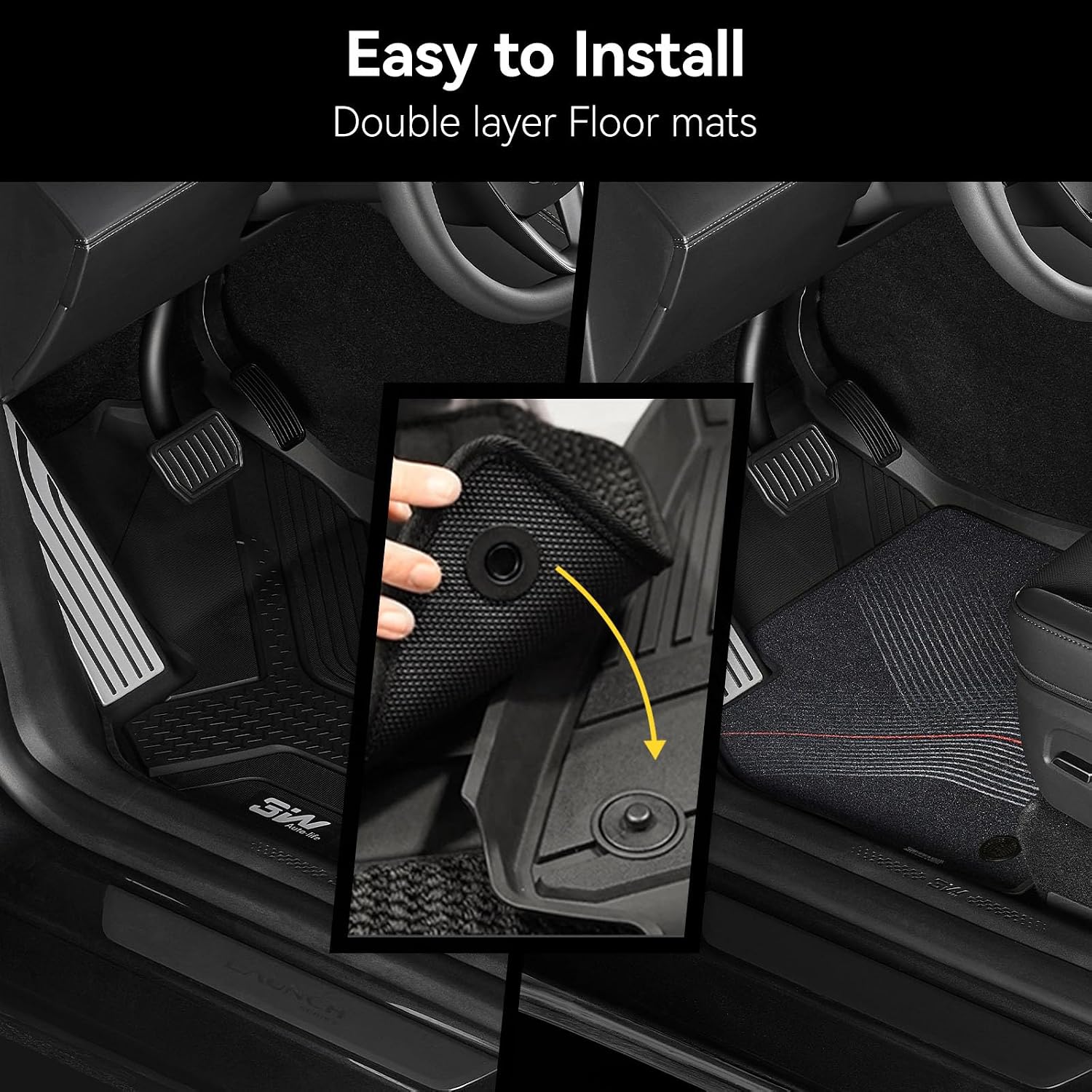 3W 9PCS Floor Mats for Tesla Model Y Juniper 2025-2027 Star Trails Carpets