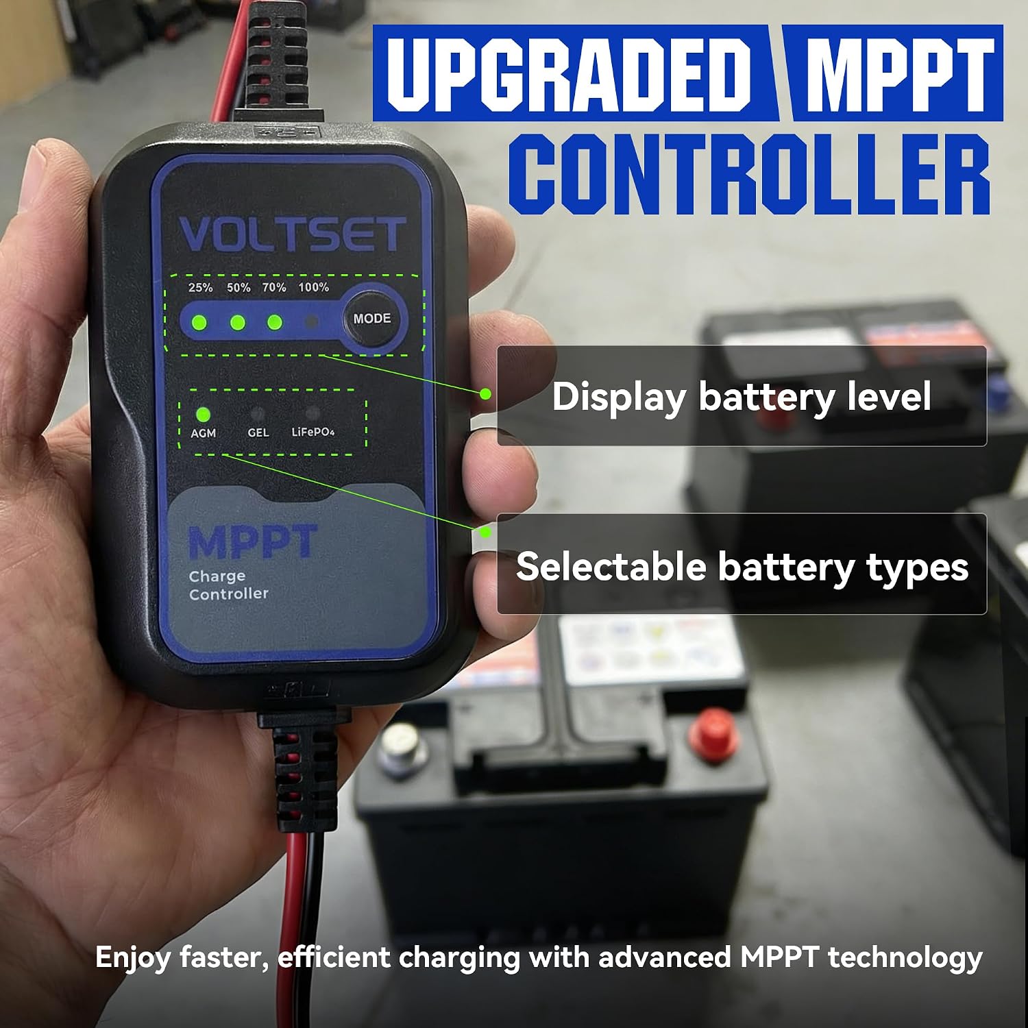 Voltset 20W 12V Solar Panel Battery Charger Trickle Maintainer Kit