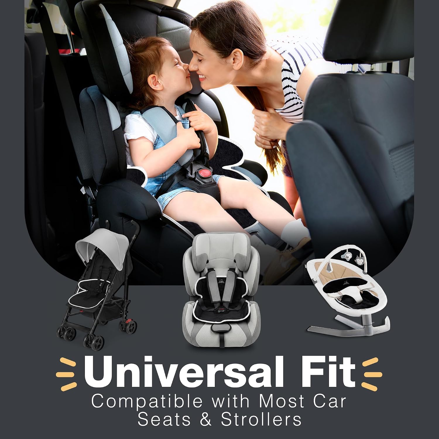Bear and Care - Piddle Pads - Strollers, Bouncers & Car Seat Pad, Waterproof & Machine-Washable Cover on Car Potty for Toddler Toilet Training (Black, Pack of 1)