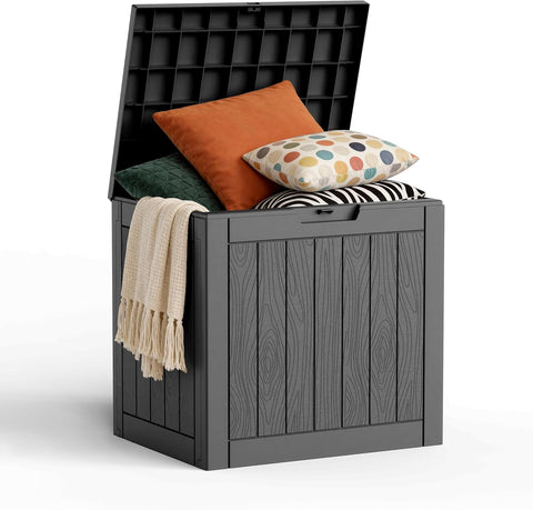 35 Gallon Outdoor Deck Box Lockable Waterproof Storage Black