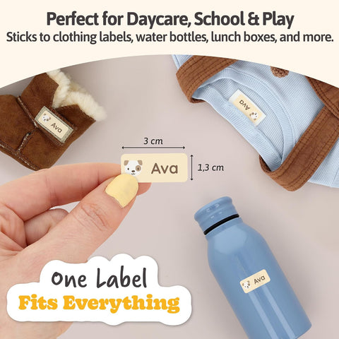 Personalized Name Labels for Kids (60) – Clothing Labels & Daycare Labels – Custom Waterproof Stickers for School Supplies - Babyanimals