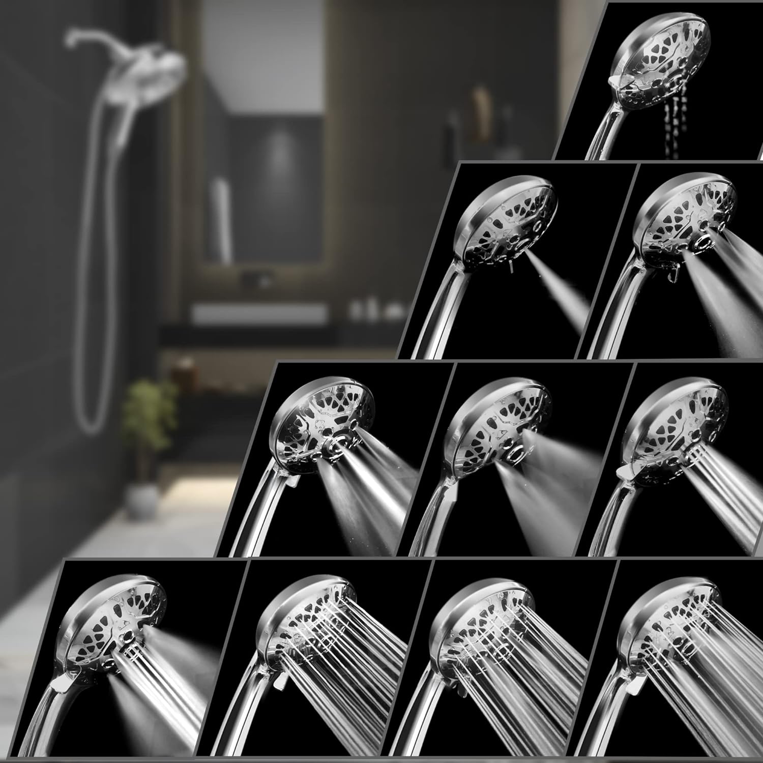 INAVAMZ 2 in 1 Shower Head with Handheld Combo High Pressure Silver 1.8 GPM