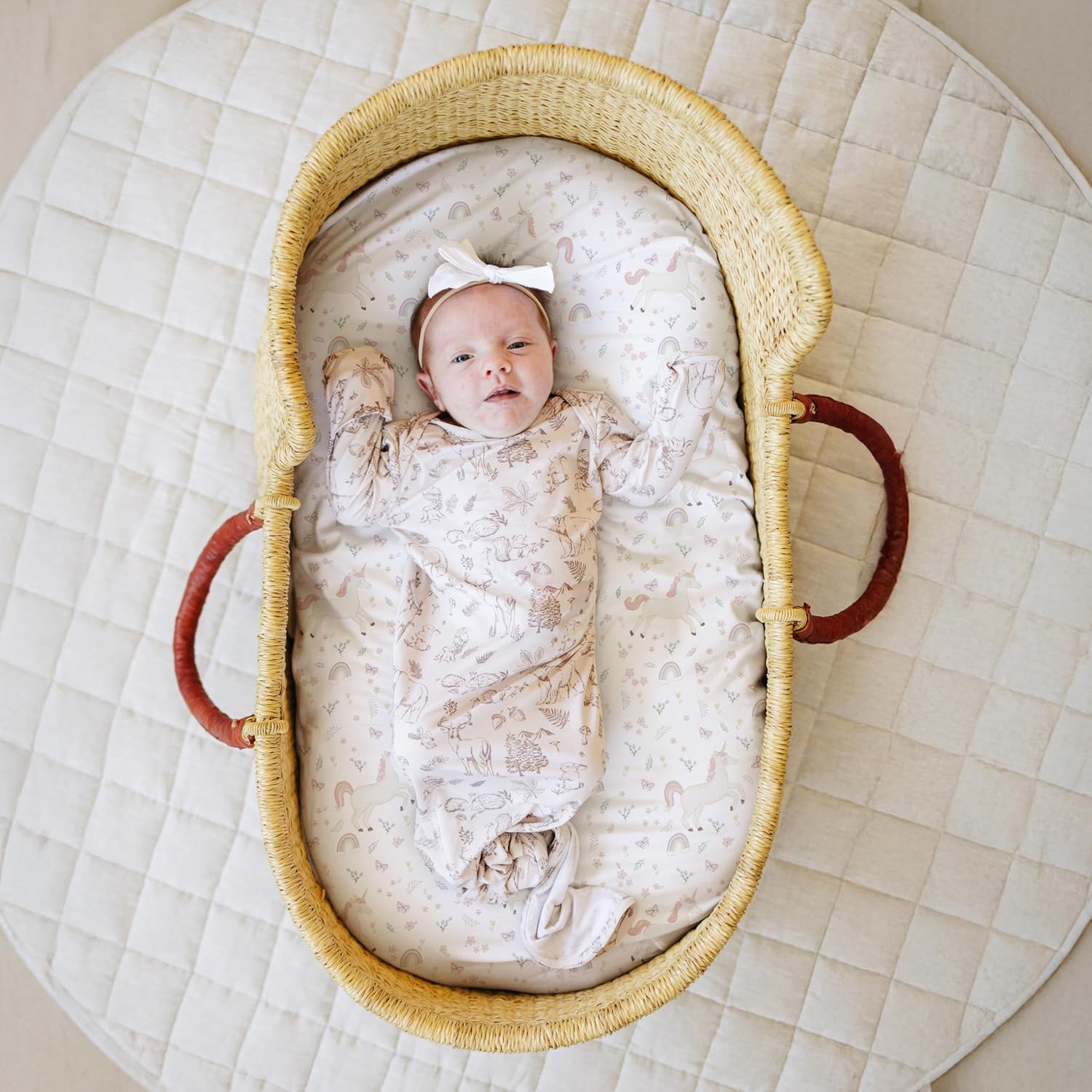Sorrel + Fern Baby Bassinet Sheets 2-Pack for BassiNest (Unicorn Blossom)