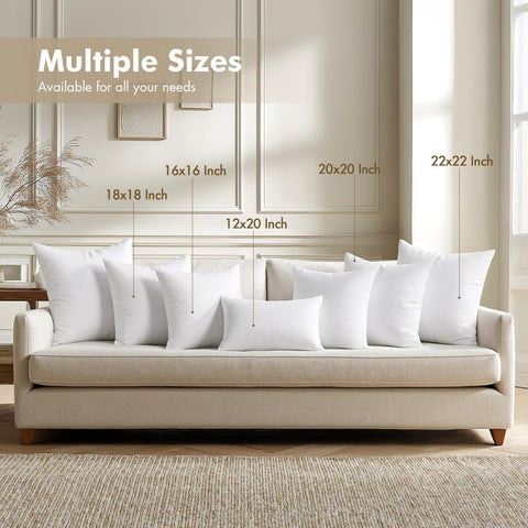 MIULEE 18x18 Pillow Inserts 4 Pack, 100% Virgin Fiber Filling Throw Pillows