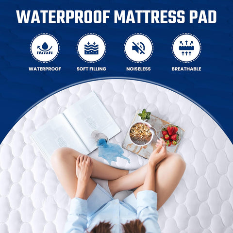 Waterproof Queen Mattress Protector, Mattress Pad fits Upto 16" Deep Pocket
