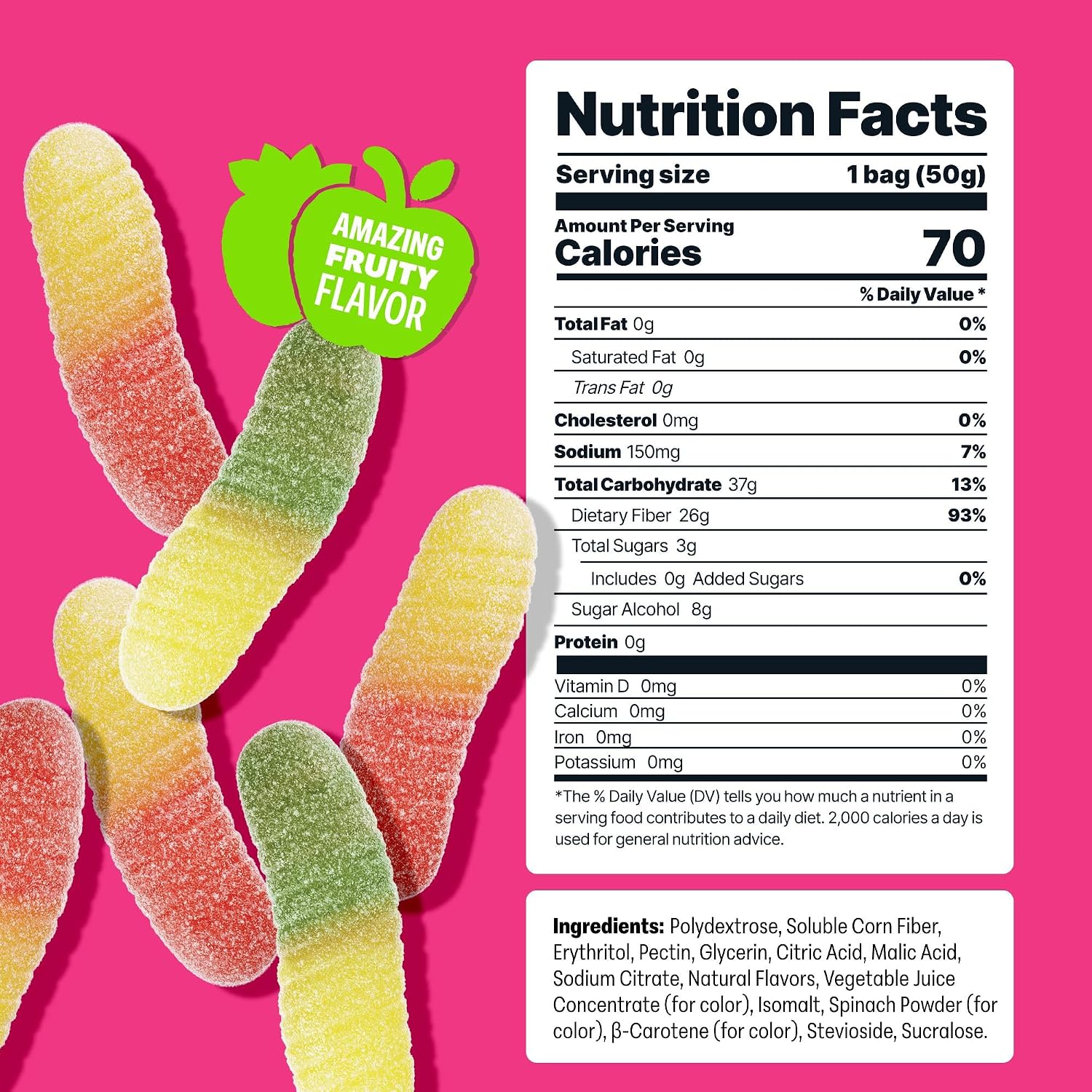 Shameless Snacks Sour Gummy Worms - Sour Candy & Fruit Snacks, Keto