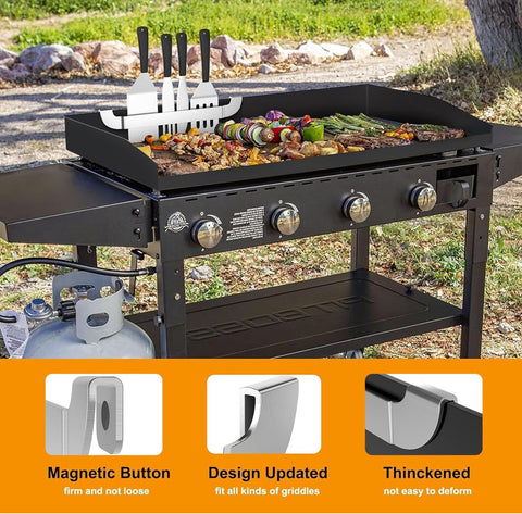 10 Inch Griddle Spatula Holder Magnetic Design, Stainless Steel Grill Barbecue Tool Rack, Griddle Accessories for Blackstone Flat Top Griddle and Other Grill Griddles (1 Pcs)