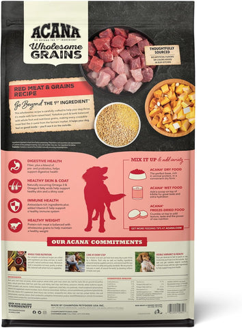 ACANA Wholesome Grains Dry Dog Food Red Meat & Grains 22.5lb Bag