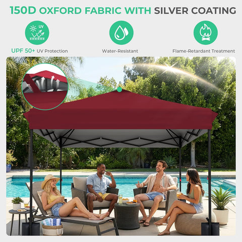 JEAREY 10x10 Pop Up Canopy Tent, Easy Up Outdoor Market Canopy, Red