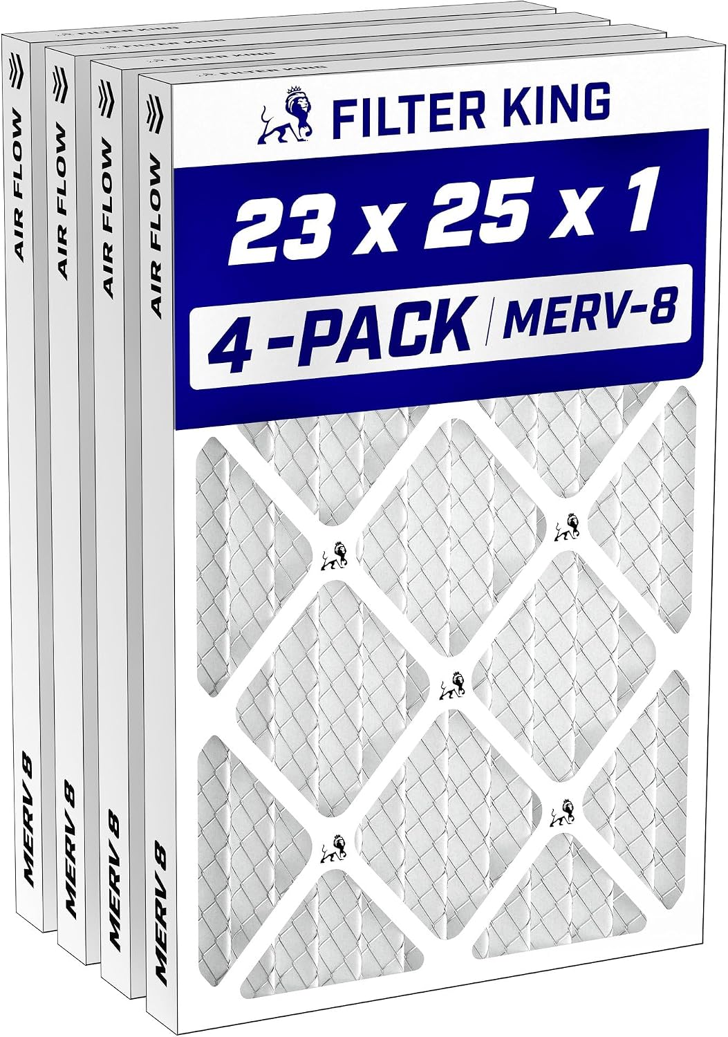 Filter King 23x25x1 Air Filter MERV 8, AC Furnace Filters (4-Pack)