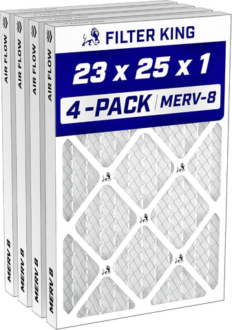 Filter King 23x25x1 Air Filter MERV 8, AC Furnace Filters (4-Pack)