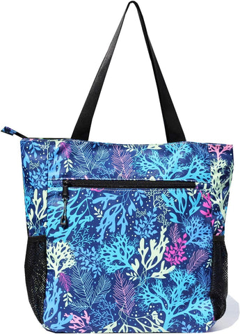 ESVAN Original Floral Water Resistant Large Tote Bag Shoulder Bag for Gym Beach Travel Daily Bags Upgraded