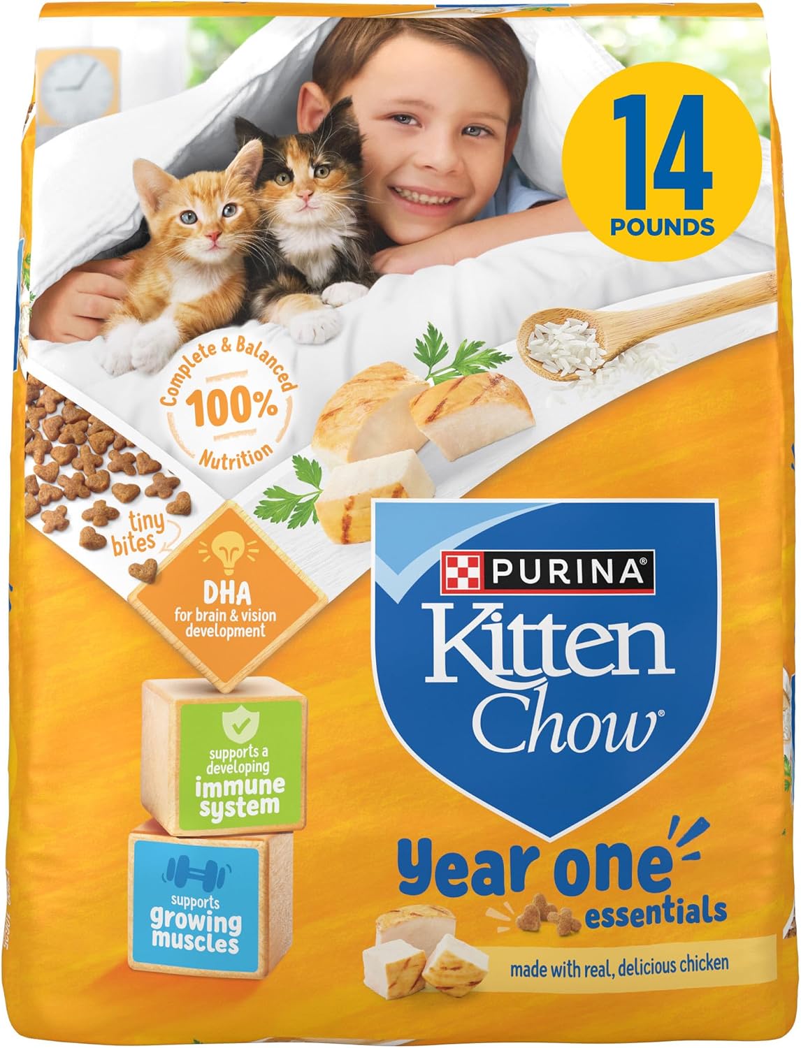 Purina Kitten Chow Year One Essentials Dry Kitten Food, 14 lb Bags