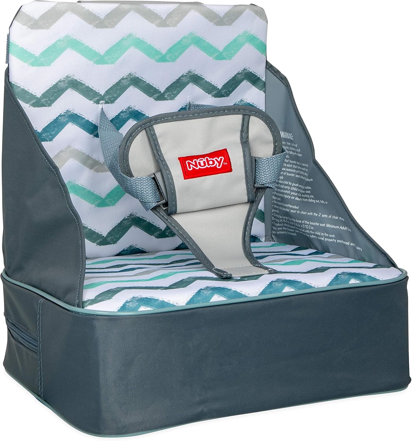 Nuby Easy Go Booster Seat for Kitchen Chair - Gray Chevron