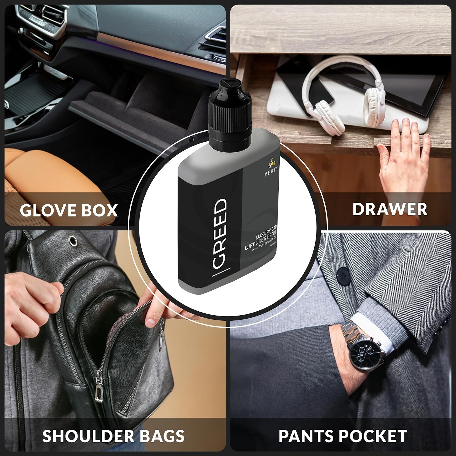 Car Air Freshener for Men - Greed Inspired Perfume Diffuser by Perfa