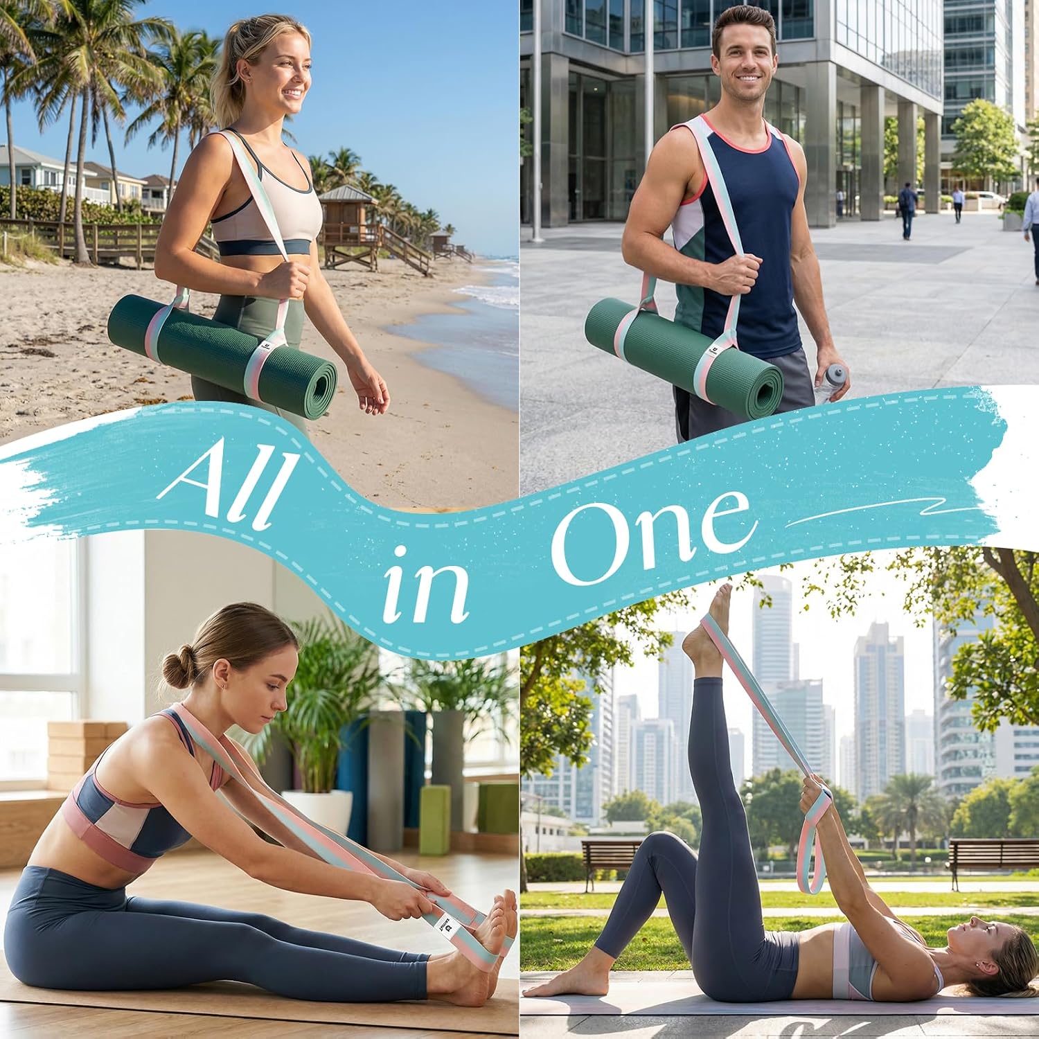 Tumaz Yoga Mat Strap Adjustable Carrier for All Yoga Mats, 2 Sizes