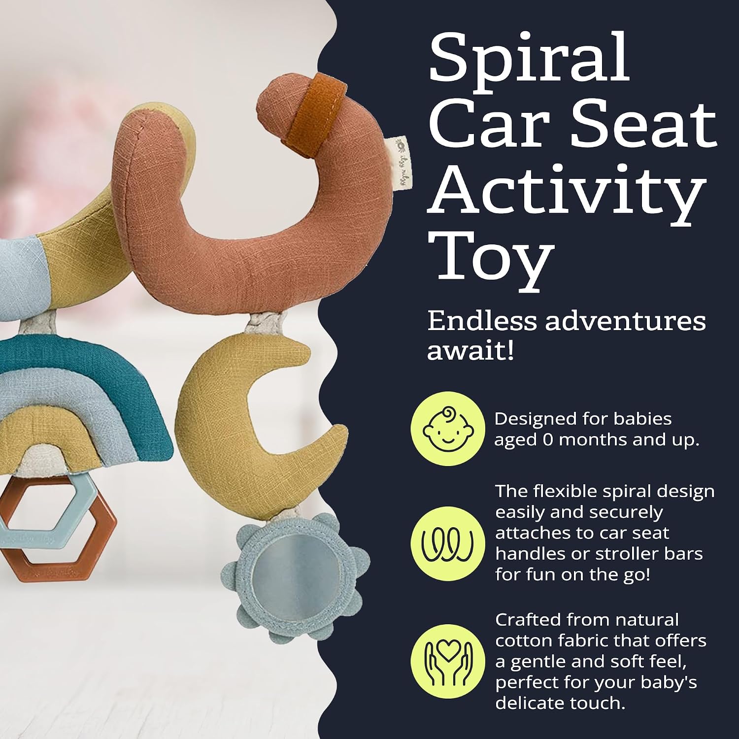 Itzy Ritzy Spiral Car Seat & Stroller Activity Toy, 0 Months & Up (Rainbow)