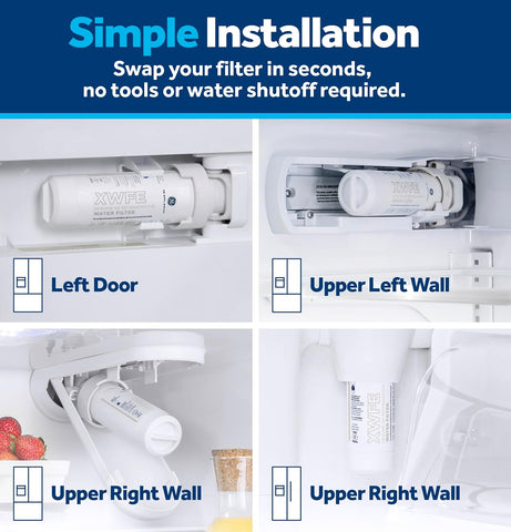 GE XWFE Refrigerator Water Filter, Genuine Replacement Filter, Certified to Reduce Lead, Sulfur, and 50+ Other Impurities, Replace Every 6 Months for Best Results, Pack of 1