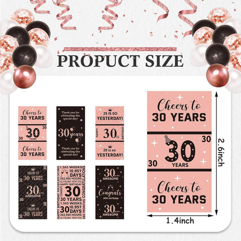 Tenare 90 Pcs 30th Birthday Candy Wrappers, Pink Stickers