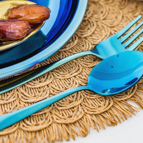 Ahimsa Stainless Steel Kids Utensil Set, Iridescent Blue, 8-Piece Set