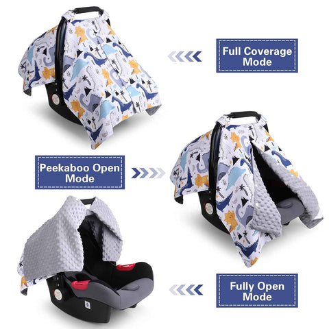 Rquite Car Seat Cover Baby Boy, Peekaboo Opening Infant Carseat Canopy